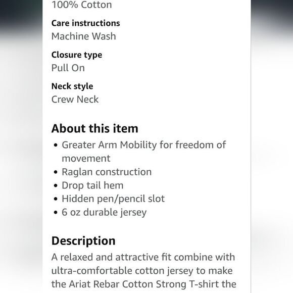 Ariat Rebar Cotton Strong Hooded T-Shirt- Mineral Red - Picture 5 of 8